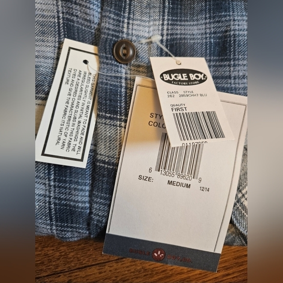 Bugle Boy VTG NWT Flannel Shirt Size M - Picture 3 of 3